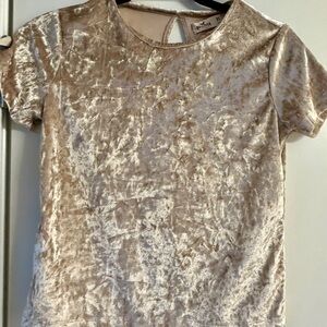 Hollister Velvet Short Sleeve Top - Champagne
